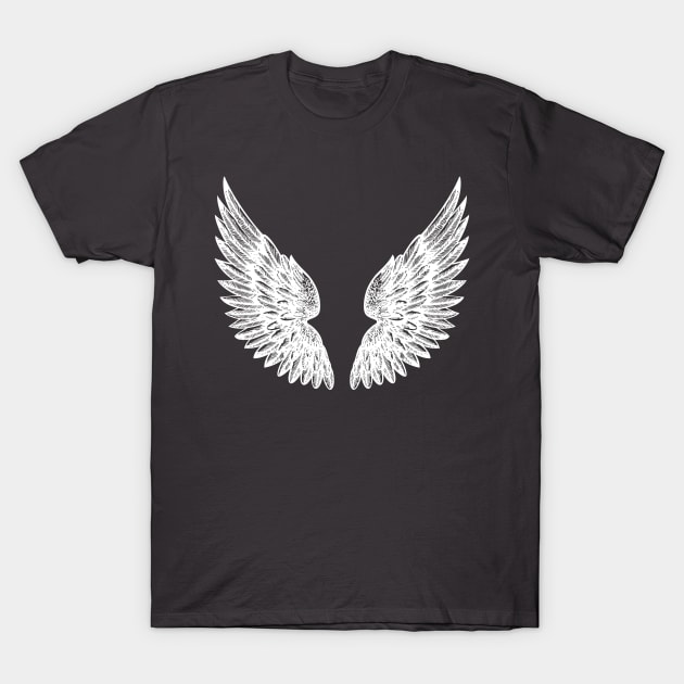 Angel Wings Hope Love Faith Divinity Trinity Jesus Tattoo Artistic Vector Dove Bird Wings of Redemption T-Shirt by PoizonBrand